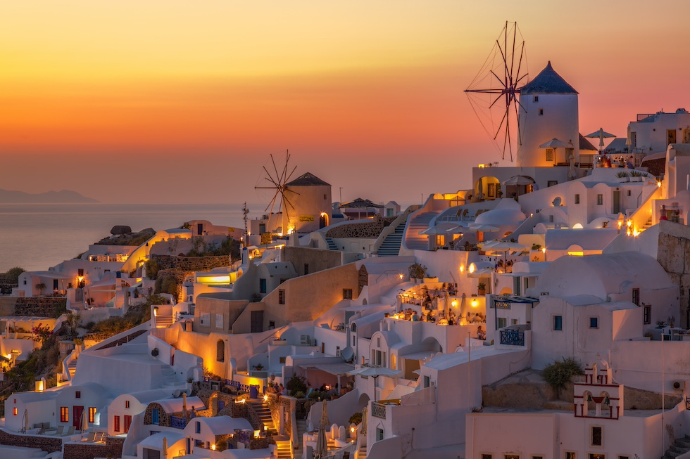 Solnedgangene ved Oia på Santorini er en opplevelse